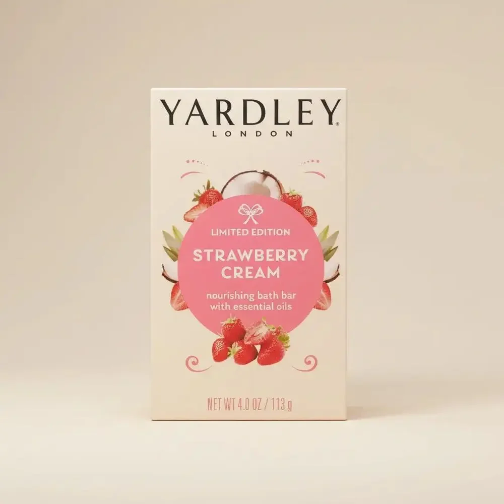 NIB! Yardley London Limited Edition Strawberry Cream Nourishing Bath Bar 4.0 oz
